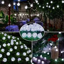 Luces de hadas con bola de cristal con energía solar | 8 modos de iluminación | Opciones de luz cálida, blanca, de colores y azul | Luces solares para exteriores IP65 con 20/50/100 LED para jardín, porche, patio, jardín de cerveza, boda, fiesta, Navidad y Halloween | Regalo perfecto para el hogar, la oficina, el dormitorio, el hotel, la fiesta, el restaurante, luces de hadas para exteriores