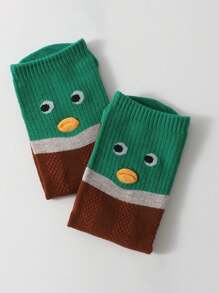 1 Par/2 Pares/4 Pares Meias Crew de Mulher com Estampa de Pato Fofa, Macia e Confortável, Design de Meia-Altura na Moda, Adequado para Feriados e Aniversários