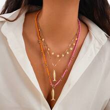 Holiday Seashell, Starfish & Small Fish Beaded Necklace - 3 Pack - View 2