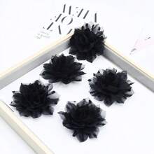 5 件/包 8 厘米布料人造山茶花蕾丝花边，手工 DIY 花卉装饰配件，适用于婚纱、发饰 - 彩色 - 查看 5