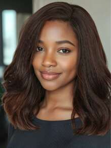 Ykai 蓬松波浪蕾丝部分假发 4x1 蕾丝侧戴式无胶假发 16 英寸全波浪合成假发 素色自然卷曲合成耐热编织全假发 适合女性日常使用