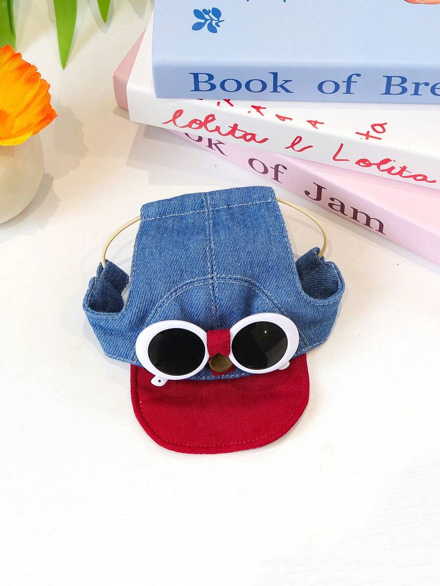 2pcs Pet Clothes Dog Cat Apparel Accessories For Small Dogs Puppies Teddy Poodle Cute Casual Fashionable Tulle Skirt Outfit Set With Sunglasses And Baseball Cap - Red Cap With White Sunglasses - Multicolor - View 1