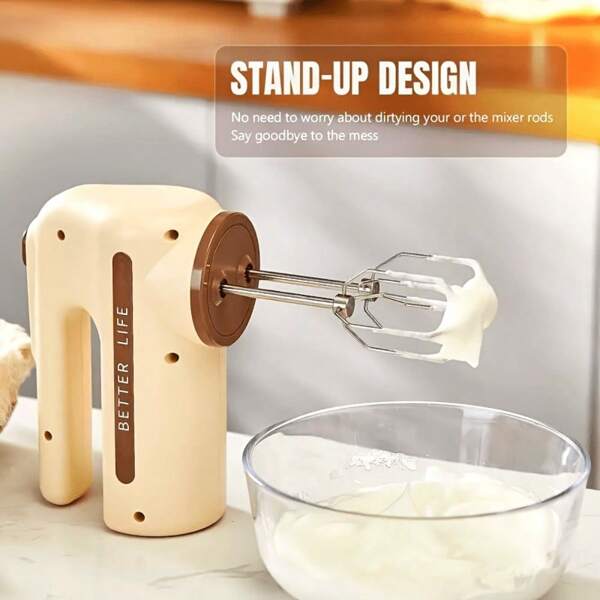 1pc Rechargeable Electric Hand Mixer - Wireless Electric Whisk, 5-Speed Control, 304 Stainless Steel Whisk Attachment, Easy Baking, Whipping Cream And Cake Mixing