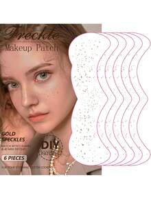6/12 Pieces Of Golden Freckle Facial Tattoos, Sparkling Facial Tattoo Makeup, Spot Glow, Sparkling Facial Tattoo Makeup, Temporary Facial Tattoos, Shiny Freckle Facial Tattoos, Golden Facial Makeup, Sparkling, Suitable For Concerts,Rave Accessories,For Adults Accessories For Party Festival Daily Makeup - Multicolor - View 3