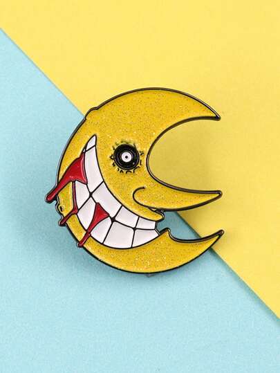 1pc Casual Zinc Alloy Moon Enamel Brooch, Fashion Magical Moon Pierce Brooch Badge, Inspired By Comics, Versatile For Bag/Clothing Backpack For School Kpop Teacher Supplies Bag Charms Cute Office Accessories Shirts Jacket Jewelry Christmas Halloween Pins,Autumn-Winter Accessories,Suitable For Teens, Youth,Men,Casual, Outdoor, Athletic, Vacation, Graduation Gifts, Birthday, Daily Wear Clothes Pin Funny Teacher Gifts