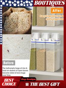 2 piezas Contenedores de almacenamiento para cereales, dispensador de arroz, contenedor de cereales, recipiente para arroz, contenedor de almacenamiento de harina, contenedor de harina, dispensador de recipiente de arroz, contenedor de almacenamiento de granos, contenedores de harina y azúcar, contenedores de almacenamiento de cereales, almacenamiento de arroz, contenedor de almacenamiento de arroz, contenedor de almacenamiento de alimento para perros, dispensador de cereales, contenedores de almacenamiento de alimento para mascotas, contenedor de alimento para perros, contenedor de alimento para mascotas, contenedor de almacenamiento hermético de alimento para perros, contenedor de almacenamiento de semillas para pájaros, contenedor de alimento para gatos, recipiente de alimento para perros, contenedor de almacenamiento de arroz, recipiente de almacenamiento de alimentos de la despensa de cocina de plástico con taza, pequeño contenedor de alimento para perros y gatos con dispensador - transparente - Ver 6