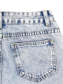Women Ripped Distressed High Waist Light Washed Denim Shorts Raw Hem Casual Jeans Shorts