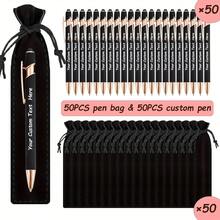 Customized Luxury Soft-Touch Ballpoint Pens With Black Pencil Cases - Personalized Writing Tools, Suitable Names And Company Websites, Perfect Gifts For Men, Anniversaries, Birthdays, And Graduation Season Presents,New Job, Office Supplies - Multicolor - View 3