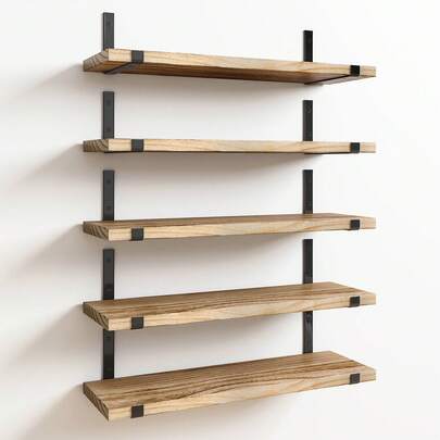 Tomnk 5/10pcs Floating Shelves, Width 4.7 Inches Wall Shelves, Bathroom Organizer, Wall Hanging, Wall Art, Fall Decor Home, Rustic Board Wall Storage Shelves For Bedroom, Living Room, Kitchen, Bathroom, Home Decor, Laundry Room, Office And Plants,Room Decor