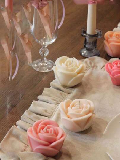 2 件 3D 婚礼玫瑰硅胶模具套装，DIY 蜡烛蜡模，婚礼派对装饰，创意新婚礼物，可重复使用且耐热的家居浪漫装饰