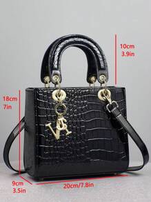 [Bolsa com Estampa de Crocodilo de Luxo] Bolsa Tote com Estampa de Crocodilo Elegante e de Luxo - Bolsa de Moda Feminina, Bolsa de Ombro, Bolsa Transversal