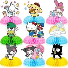 Sanrio قطعة واحدة من ديكور قرص العسل الجميل لحفلة عيد الميلاد على شكل قرطاطون، حامل عرض قرص عسل هالو كيتي