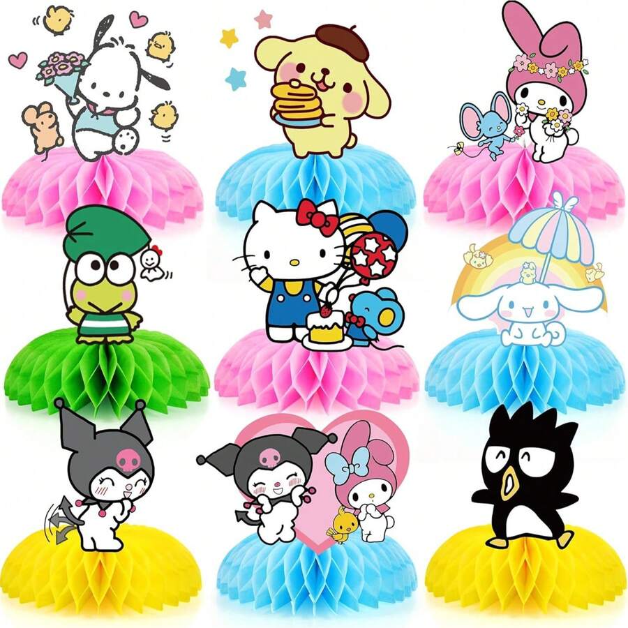 Sanrio قطعة واحدة من ديكور قرص العسل الجميل لحفلة عيد الميلاد على شكل قرطاطون، حامل عرض قرص عسل هالو كيتي
