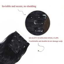 afeels 24 Inch Clip-In Hair Extensions 4 Pack Black Hair Extensions Women's Long Wavy Curly Wigs Thick Double Weft Hair Extensions