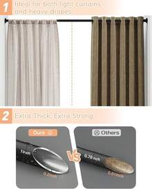 Tension Shower Curtain Rods No Drilling, 29 To 85 Inch, Spring Tension Curtain Rods For Windows, Adjustable Shower Rod For Bathroom, Heavy Duty Tension Rods Fits Various Wall Types, Black-Good - 黑色 - 查看 6