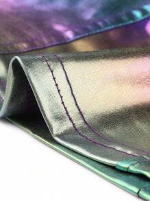 Women's Metallic Crop Top Shiny Summer Sleeveless Cut Out Festival Party Clubwear Holographic Tank Tops