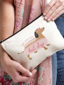 腊肠犬印花化妆包，休闲大容量收纳包，日常洗漱化妆包，多功能收纳包，轻便旅行手提包，好礼物，送给朋友的旅行纪念品，必备旅行收纳包，适合通勤、返校、旅行、野餐、露营、户外和探险化妆包化妆收纳包化妆收纳包化妆包化妆包 - 米色 - 查看 3