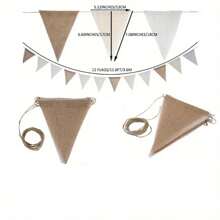 Jutesack Wimpelkette - 3,6 m mehrfarbige Dreieck Wimpel, universelle Urlaubs-Gartenwimpelkette für Hochzeit, Geburtstag, Verlobung, Ostern, Abschluss, Boho-Party Dekorationen, Bridal-Shower, Party Hintergrund Dekorationen, Wohndekoration, Geschenke (12 Flaggen) Wandteppich Raumdekoration Geburtstagsdekorationen