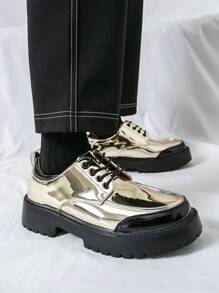 Casual Men Versatile Business Shoes, Korean Style Thick Sole Lightweight Dress Shoes For Work, Party, Wedding, Fashion