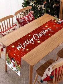 1 件，圣诞红底雪人圣诞快乐桌旗，35 * 180 厘米涤纶季节性冬季圣诞节圣诞节节日餐桌装饰，圣诞节装饰适用于 2025 年家居礼物新年 2026