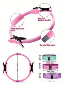 5pc Pilates Ring Set Includes Yoga Ball & Resistance Bands, Booty Lifting Home Workout Equipment - Multicolor - View 7