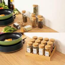 Bamboo And Wood Lid Seasoning Bottle; Small Square Bottle 120ml With Perforated Powder Shaker; Glass With Lid Seasoning Bottle 4 - 120ml Bamboo Wood Cover Seasoning Bottle - View 9