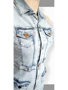 VESTIDO LARGO DE MEZCLILLA - Lavado ligero - Ver 3