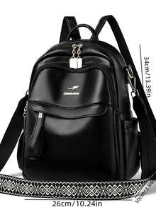2025 New Arrival Fashionable Versatile Large Capacity Soft Leather Women Backpack, Suitable For Student, Outdoor Travel - Black - View 8