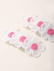 2pcs Solid Color Flower Hairclips, Cute Versatile Hair Accessories For Back To School Season And All Year Round - Multicolor - View 4