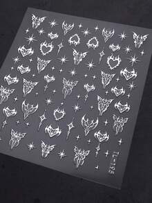 Beautizon Nailartlab 1件银色心形、星星、蝴蝶美甲装饰贴纸，钻石宝石饰品；2件自粘贴纸美甲工具套装，DIY朋克风3D美甲装饰贴纸及美甲工具美甲用品 - 彩色 - 查看 10