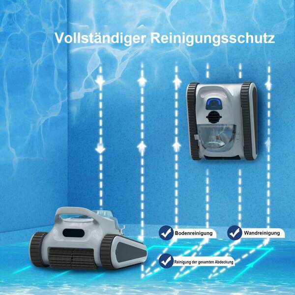 Seauto SAT 30 Poolroboter mit Akku, 150 Min. Kabellos Poolsauger Poolroboter Boden und Wand, Poolreiniger mit intelligenter Routenplanung, vollautomatische Boden-, Wasserlinien- & Wandreinigung, bis 200 ㎡