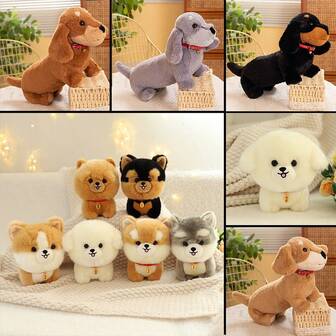 1 st Söt plysch realistisk Corgi/Tax gosedjursdocka, mjuk fluffig Kawaii Chow Chow, Pomeranian, Yorkshire Terrier, Samojedvalp plyschdocka, födelsedags-/nyårspresent för barn, heminredning