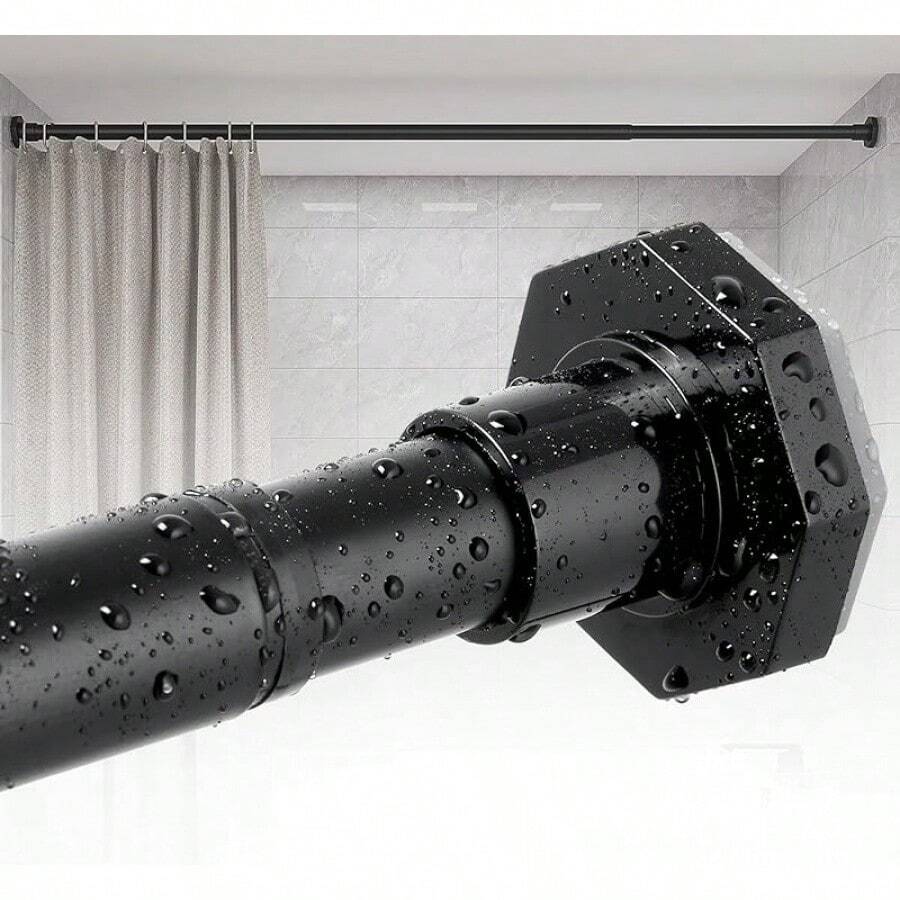 Tension Shower Curtain Rods No Drilling, 29 To 85 Inch, Spring Tension Curtain Rods For Windows, Adjustable Shower Rod For Bathroom, Heavy Duty Tension Rods Fits Various Wall Types, Black-Good - 黑色 - 查看 1