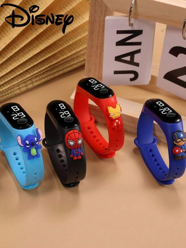 Disney Disney Children's Watch, Mickey Mouse, Minnie Mouse, Stitch, Luminous Children's Watch, Cartoon Digital Watch, Boys And Girls LED Simple Display Watch, Children's Gift