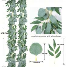1 Peça Grinalda Artificial de Eucalipto, Trepadeira de Eucalipto Pendurada Verde, Flores Artificiais Antioxidantes de Alta Qualidade, Decoração de Parede, Decoração de Quintal, Suprimentos de Jardim, Decoração de Casamento, Decoração de Festa, Suprimentos de Feriado, Decoração de Feriado Doméstico, Decoração de Jardim