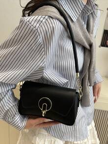 Diese modische, lässige und minimalistische Umhängetasche mit Klappenüberschlag ist geeignet für Einkaufen, zum Tragen von Geldbörsen und besonders geeignet für junge Frauen, Studentinnen, Berufsanfängerinnen und Büroberufstätige. Sie ist auch sehr geeignet für Büro, Universitätscampus, Arbeit, Geschäftsreisen, Pendeln, Outdoor-Reisen und Wandern. - Schwarz - Übersicht 3