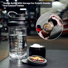 21oz Protein Shaker Bottle With Powder Storage Container-Shaker Cups For Protein Shakes-Pre Workout Bottle-Mixer Cup-Gym Sport Water Bottle -Made With Tritan ,With Wire Whisk Balls - Black - View 5