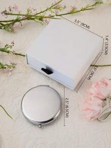 1 pieza Espejo compacto personalizado grabado con nombre y fecha | Espejo compacto floral de acero inoxidable, de doble cara con aumento | Regalo personalizado para cumpleaños, dama de honor, boda, Navidad, Día de San Valentín | Espejo de maquillaje impermeable, adecuado para despedida de soltera, graduación, Día de la madre, regalo especial para mejor amiga/hermana/novia/mamá