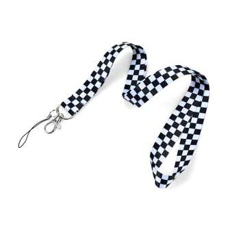 Minimalist Black, White, Pink, Purple, Grid Print Soft Skin-Friendly Lanyard, Versatile Fashion Necklace Strap For Camera, Cellphone, ID Card