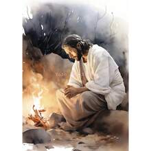 1pc Rellgion Jesus In Prayer Sheep Christian Child Bible Canvas Printing Wall Arts Picture For Living Room Decor Posters Optional Frame ,Wall Art With Frame - Multicolor - View 37