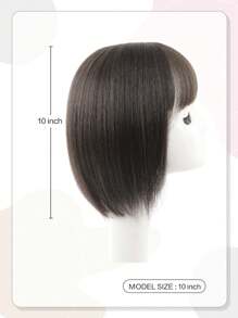 10 英寸合成女士假发片女士假发片 3D 法式刘海自然蓬松轻盈无缝遮盖白发稀疏发饰