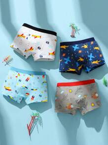 8-Pack Cartoon Dinosaur Print Boys Cotton Boxers Big Boy Little Boy Soft Boxers Four Seasons Comfort