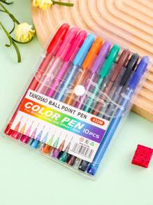 10pcs Colorful Ball Point Pens, Multi-Color Drawing Marker Pens Suitable For School & Office Use Back To School