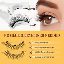 New 1 Pair Magnetic Eyelashes Natural Look, 1 Pair Reusable Magnetic Eyelashes With Applicator, No Glue Needed Magnetic Eyelashes Magnetic Lashes Kit, Easy To Wear And Remove Strip Lashes, Lashes, Eyelashes, Fake Lashes - Cat Eye Lashes - View 5