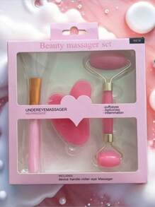 3pcs/2pcs/1pc Set Pink Gua Sha Facial Massage Tool, Full Body Meridian Gua Sha Massage Roller, Facial Beauty Lift Massage Tool