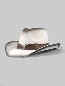 1pc Bohemian Bull Retro Pattern Casual Rivet Decorated Hat, Suitable For Western, Beach, Sun Protection, Unisex All-Match Commuter, All Season - Teardrop Hat - View 16