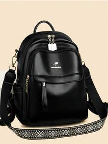2025 New Arrival Fashionable Versatile Large Capacity Soft Leather Women Backpack, Suitable For Student, Outdoor Travel - Black - View 9