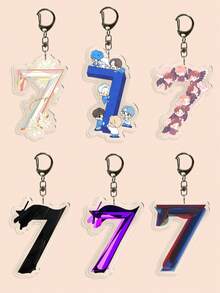 1pc Acrylic Keychain, V Layover Boy With L UV Seven A-Share, St Black Swan, K-Pop Number 7 Album Seven Bagcharm; Best Choice For Fans; Creative K-Pop Lover Campus Cartoon Christmas Gift - Multicolor - View 1