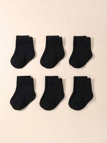 6双装婴儿袜（0-3岁）- 超柔软新生儿袜和幼儿袜，透气日常袜 - 黑色 - 查看 5