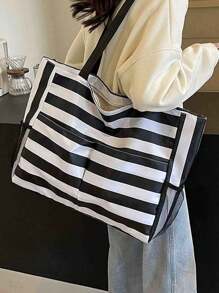 1Pc Beach Bag And Pool Bag. Has Airtight Pouch, Ton Of Pockets. Beach Tote Is Zippered, Water Repellent. Family Size Triped Waterproof Beach Tote Bag With Wet Pocket - Perfect For Pool, Gym, Grocery, And Travel, Tote Bags For Students, Multiple Compartments, Perfect For Beach, School, Work & Daily Use